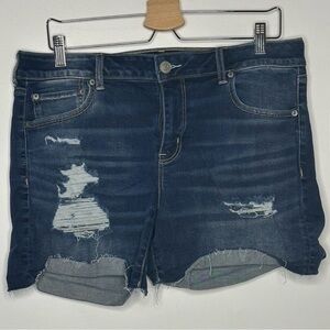 American Eagle Distressed Jean Shorts (dark wash)